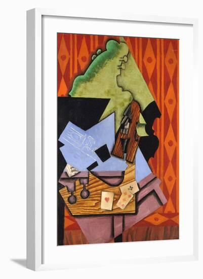 Violin and Playing Cards on a Table-Juan Gris-Framed Giclee Print