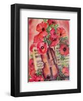 Violin and Poppies-Dina Cuthbertson-Framed Art Print