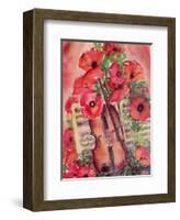 Violin and Poppies-Dina Cuthbertson-Framed Art Print