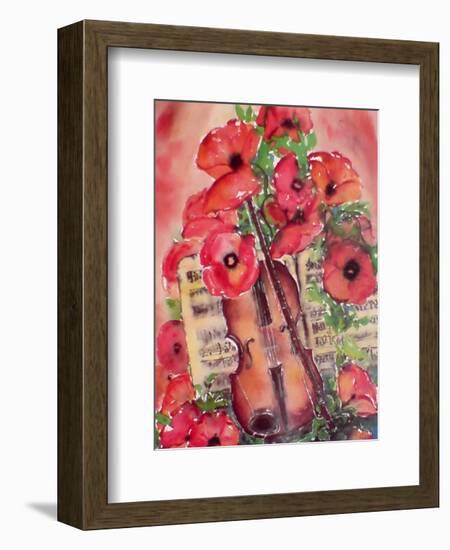 Violin and Poppies-Dina Cuthbertson-Framed Art Print