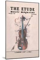 Violin on Magazine Cover-null-Mounted Art Print