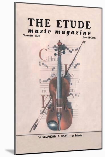 Violin on Magazine Cover-null-Mounted Art Print