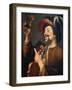 Violin Player with Glass of Wine-Gerrit van Honthorst-Framed Giclee Print