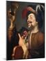 Violin Player with Glass of Wine-Gerrit van Honthorst-Mounted Giclee Print