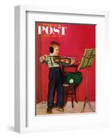 "Violin Practice" Saturday Evening Post Cover, February 5, 1955-Richard Sargent-Framed Giclee Print