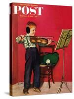"Violin Practice" Saturday Evening Post Cover, February 5, 1955-Richard Sargent-Stretched Canvas