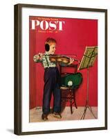 "Violin Practice" Saturday Evening Post Cover, February 5, 1955-Richard Sargent-Framed Giclee Print