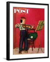 "Violin Practice" Saturday Evening Post Cover, February 5, 1955-Richard Sargent-Framed Giclee Print