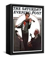 "Violin Virtuoso" Saturday Evening Post Cover, April 28,1923-Norman Rockwell-Framed Stretched Canvas