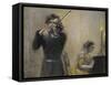 Violinist and Clara Schumann-Adolph von Menzel-Framed Stretched Canvas