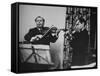 Violinist Isaac Stern Playing at Party with Violinist Leonid Kogan-Carl Mydans-Framed Stretched Canvas