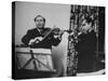 Violinist Isaac Stern Playing at Party with Violinist Leonid Kogan-Carl Mydans-Stretched Canvas