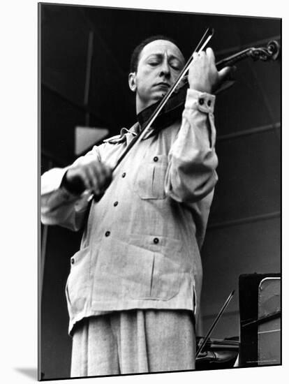 Violinist Jasha Heifitz Rehearsing for the Berkshire Music Festival-Carl Mydans-Mounted Premium Photographic Print