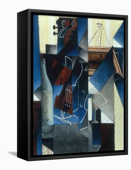 Violon et gravure accrochee (Violin and print), 1913-Juan Gris-Framed Stretched Canvas