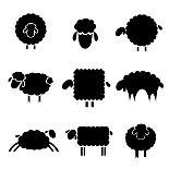 Black Silhouette of Sheeps-vip2807-Art Print