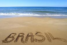 Brasil Written On Sandy Beach-viperagp-Framed Art Print