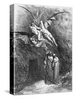 Virgil (70-19 BC) Dante and the Erinyes, Illustration from "The Divine Comedy"-Gustave Doré-Stretched Canvas