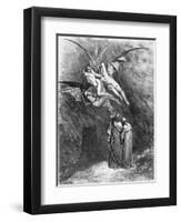 Virgil (70-19 BC) Dante and the Erinyes, Illustration from "The Divine Comedy"-Gustave Doré-Framed Giclee Print