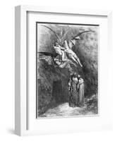 Virgil (70-19 BC) Dante and the Erinyes, Illustration from "The Divine Comedy"-Gustave Doré-Framed Giclee Print