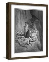 Virgil Advises Dante Not to Feel Too Sorry for the Damned in Hell, They Earned Their Place There-Gustave Dor?-Framed Art Print