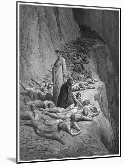Virgil Advises Dante Not to Feel Too Sorry for the Damned in Hell, They Earned Their Place There-Gustave Dor?-Mounted Art Print