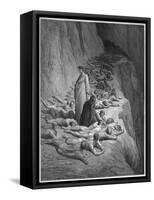 Virgil Advises Dante Not to Feel Too Sorry for the Damned in Hell, They Earned Their Place There-Gustave Dor?-Framed Stretched Canvas
