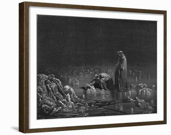 Virgil and Dante, Illustration from "The Divine Comedy" by Dante Alighieri Paris, Published 1885-Gustave Doré-Framed Giclee Print