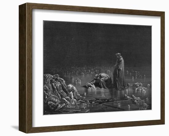 Virgil and Dante, Illustration from "The Divine Comedy" by Dante Alighieri Paris, Published 1885-Gustave Doré-Framed Giclee Print