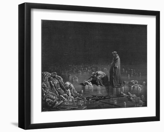 Virgil and Dante, Illustration from "The Divine Comedy" by Dante Alighieri Paris, Published 1885-Gustave Doré-Framed Giclee Print