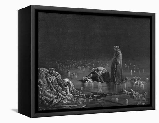 Virgil and Dante, Illustration from "The Divine Comedy" by Dante Alighieri Paris, Published 1885-Gustave Doré-Framed Stretched Canvas