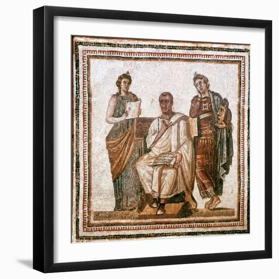 Virgil and the Muses, Roman Mosaic from Sousse, Tunisia, 3rd Century Ad-null-Framed Premium Giclee Print