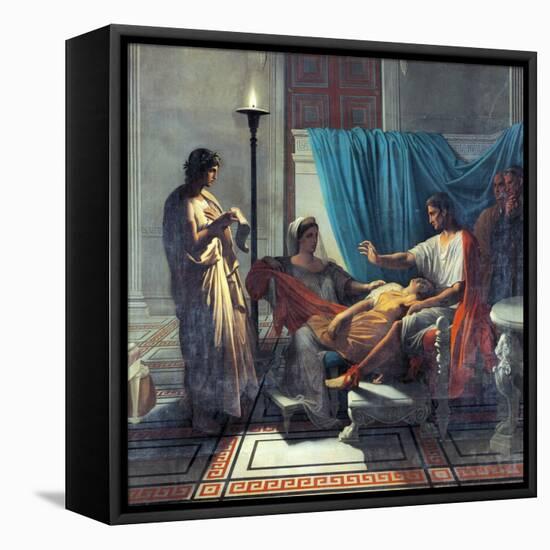 Virgil Reading Aeneid to Augustus, Octavia, and Livia-Jean-Auguste-Dominique Ingres-Framed Stretched Canvas