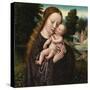 Virgin and Child - Ambrosius Benson (1495-1550). Oil on Wood. Dimension : 14,5X14,5 Cm. Private Col-Ambrosius Benson-Stretched Canvas