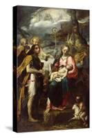 Virgin and Child and the Mystery of the Passion (Oil on Canvas)-Giambattista Tinti-Stretched Canvas