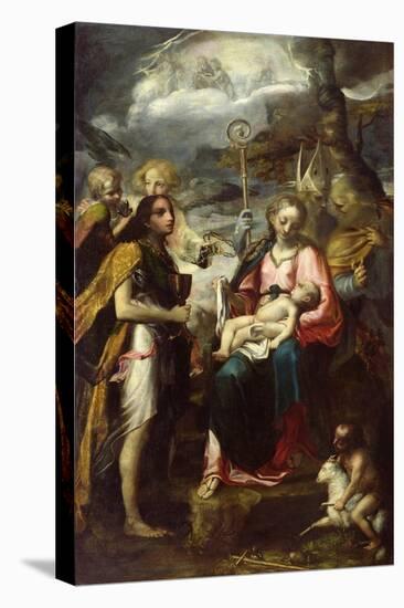 Virgin and Child and the Mystery of the Passion (Oil on Canvas)-Giambattista Tinti-Stretched Canvas