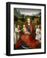 Virgin and Child and Two Angels, 1480-1490-Hans Memling-Framed Giclee Print