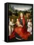 Virgin And Child And Two Angels-Hans Memling-Framed Stretched Canvas