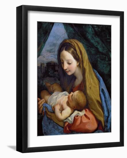 Virgin and Child - Carlo Maratta (Maratti) (1625-1713). Oil on Canvas, C. 1660. Dimension : 66,5X54-Carlo Maratta or Maratti-Framed Giclee Print