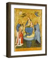 Virgin and Child Crowned by Angels, with St John the Evangelist, St Anthony Abbot, and Donor, 1400-Pavian School-Framed Giclee Print