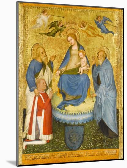 Virgin and Child Crowned by Angels, with St John the Evangelist, St Anthony Abbot, and Donor, 1400-Pavian School-Mounted Giclee Print