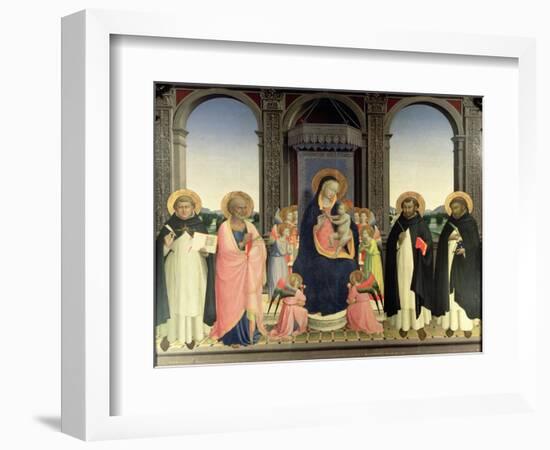 Virgin and Child Enthroned, Angels and St. Aquinas, St. Barnabas, St. Dominic and St. Peter, c.1422-Fra Angelico-Framed Giclee Print