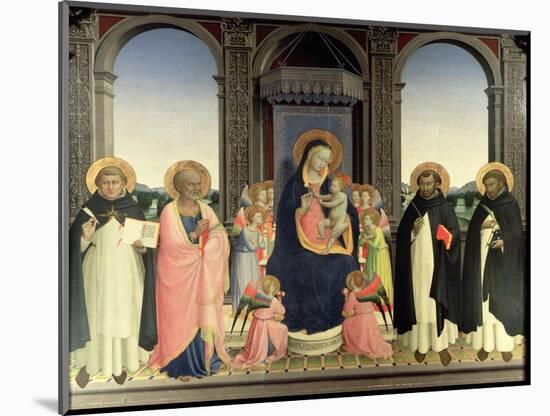 Virgin and Child Enthroned, Angels and St. Aquinas, St. Barnabas, St. Dominic and St. Peter, c.1422-Fra Angelico-Mounted Giclee Print