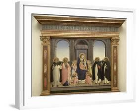 Virgin and Child Enthroned, Angels, St. Thomas, St. Barnabas, St. Dominic and St. Peter Martyr-Fra Angelico-Framed Giclee Print