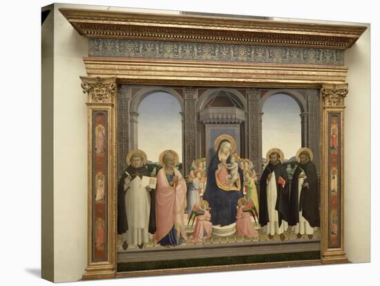 Virgin and Child Enthroned, Angels, St. Thomas, St. Barnabas, St. Dominic and St. Peter Martyr-Fra Angelico-Stretched Canvas