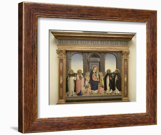 Virgin and Child Enthroned, Angels, St. Thomas, St. Barnabas, St. Dominic and St. Peter Martyr-Fra Angelico-Framed Giclee Print