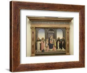 Virgin and Child Enthroned, Angels, St. Thomas, St. Barnabas, St. Dominic and St. Peter Martyr-Fra Angelico-Framed Giclee Print