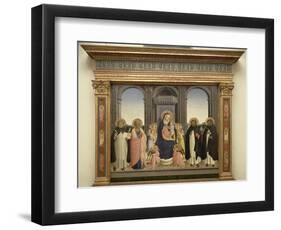 Virgin and Child Enthroned, Angels, St. Thomas, St. Barnabas, St. Dominic and St. Peter Martyr-Fra Angelico-Framed Giclee Print