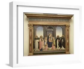 Virgin and Child Enthroned, Angels, St. Thomas, St. Barnabas, St. Dominic and St. Peter Martyr-Fra Angelico-Framed Giclee Print