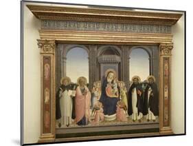 Virgin and Child Enthroned, Angels, St. Thomas, St. Barnabas, St. Dominic and St. Peter Martyr-Fra Angelico-Mounted Giclee Print