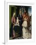 Virgin and Child Enthroned, with Saints Jerome and John the Baptist and a Carthusian Monk-Jan Provoost-Framed Art Print